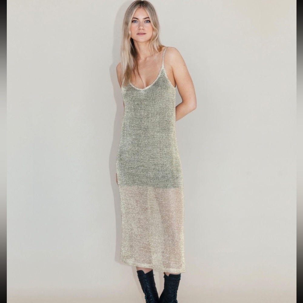 Lenni the label solis slip dress in gold XS